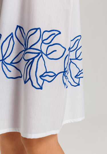 Liz Cotton Spaghetti Chemise With Embroidery 100cm | White 74795-101